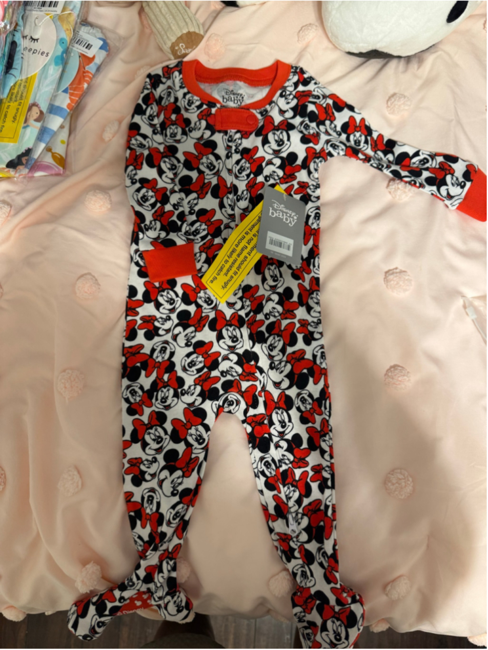 Baby Disney Minnie Mouse Footie Pajamas 9-12 Months White Red